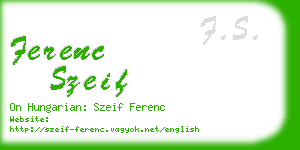 ferenc szeif business card